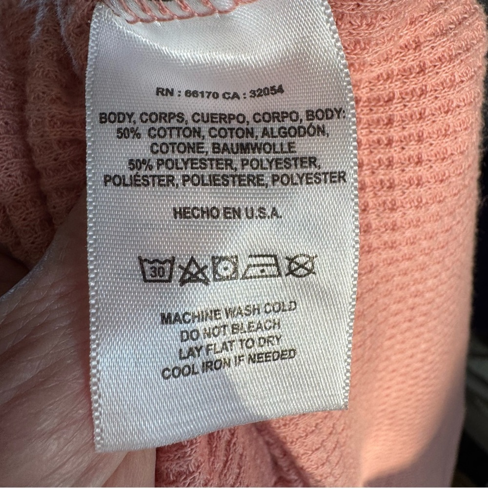 NWT Anthropologie t.la nadia cut-out waffle knit thermal tunic top dusty pink S - Picture 6 of 6
